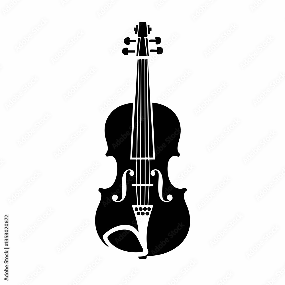 Fototapeta premium Violin Silhouette Musical Instrument Icon Graphic, Vector Image