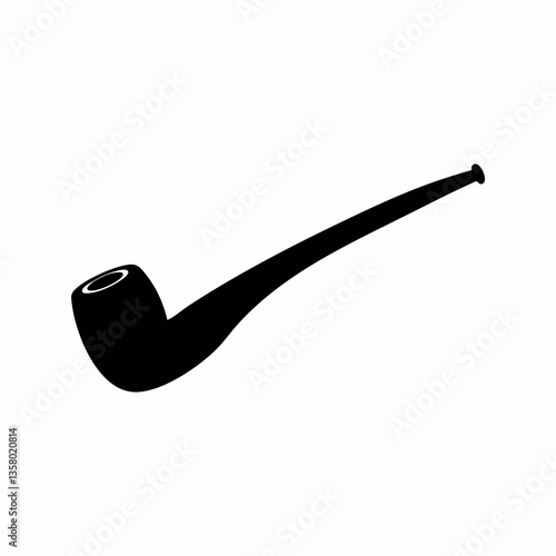 Black and White Smoking Pipe Vector Graphic, Vector Image