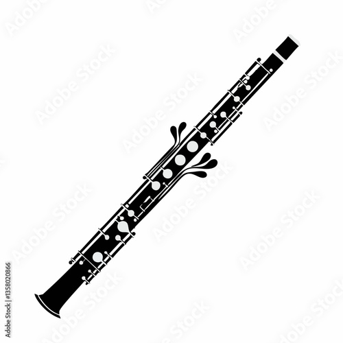 Black and white oboe illustration vector graphic, Vector Image