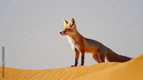 Majestic Desert Fox Contemplating Its Surroundings in a Serene Landscape