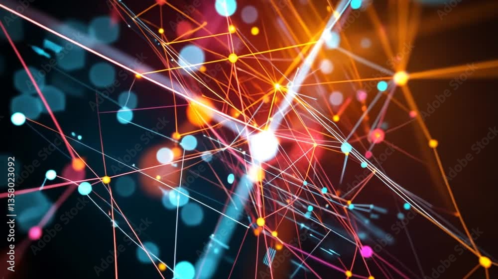Abstract Network Connections: Glowing Lines and Abstract Network Connections: Glowing Lines and