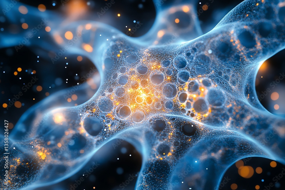 Glowing Abstract Network with Interconnected Nodes and Particles Glowing Abstract Network with Interconnected Nodes and Particles