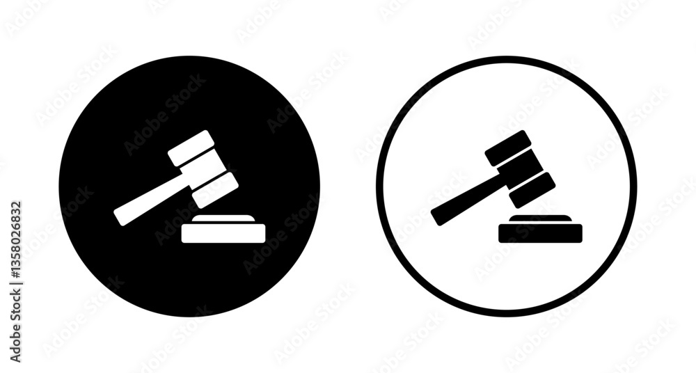 Fototapeta premium Gavel icon logo design. judge gavel sign and symbol. law icon. auction hammer