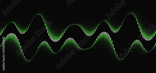Music Sound Wave Background. Abstract Digital Audio Wave. Vector Neon Radio Beat. Equalizer Pulse Effect.