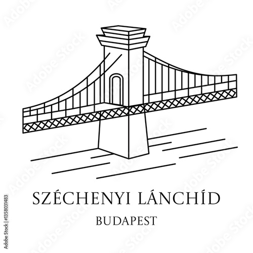 Chain bridge in Budapest vector illustration Széchenyi 