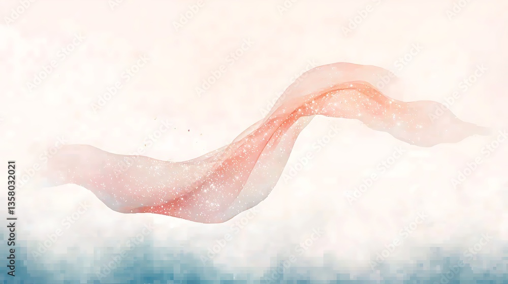 Fototapeta premium Peach fabric swirl with soft background.