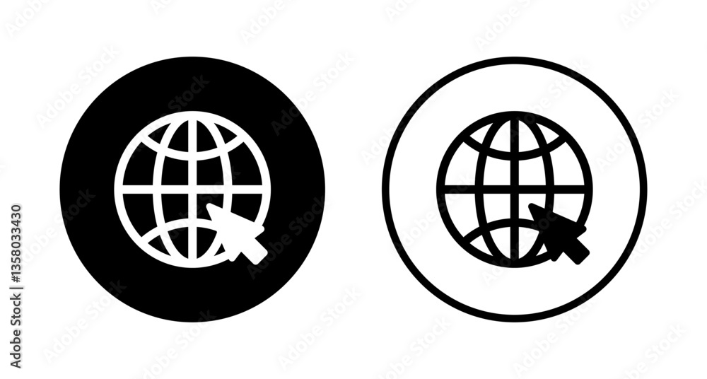 Web icon logo design. go to web sign and symbol. web click icon. Global search icon