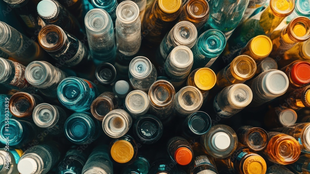 Dusty Old Bottles Arranged In A Colorful Pile Dusty Old Bottles Arranged In A Colorful Pile