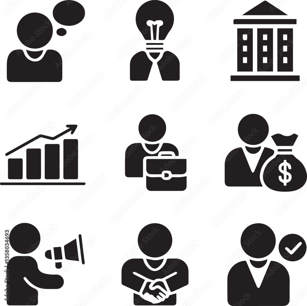 Creative black and white icon bundle Creative black and white icon bundle