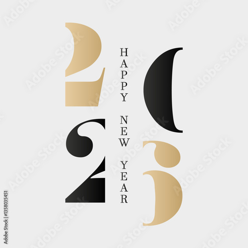 New Year 2026 truncated logo design. Vector concept Happy New Year 2026 with golden and black lettering. Creative greeting card or holiday poster design
