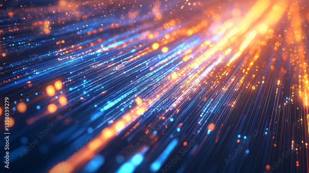 Futuristic Visualization of Data Flow Through Fiber Optics Technology Futuristic Visualization of Data Flow Through Fiber Optics Technology