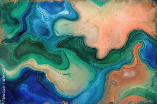 Wallpaper Mural Vibrant Aged Horizontal Image Featuring Cheerful Emerald Peach Ice and Vivid Cobalt Colors Torontodigital.ca