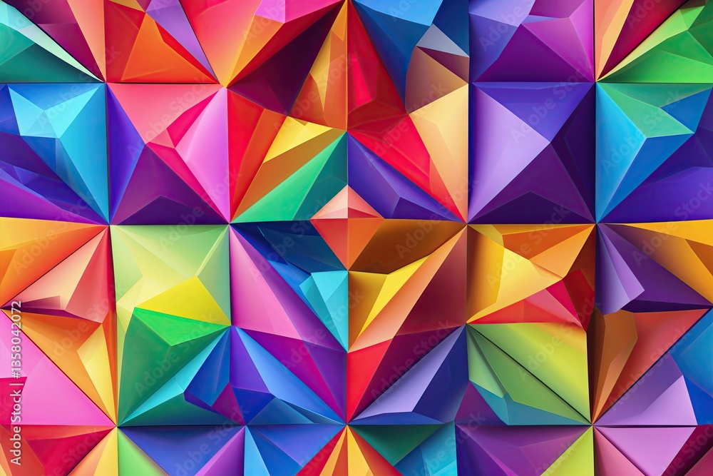 Fototapeta premium Colorful Geometric Polygon Background with Vibrant Rainbow Elements