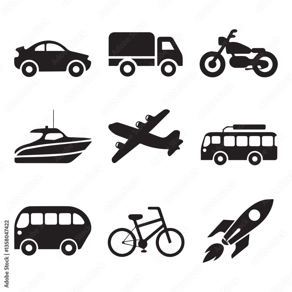 Naklejka premium Creative black and white icon bundle