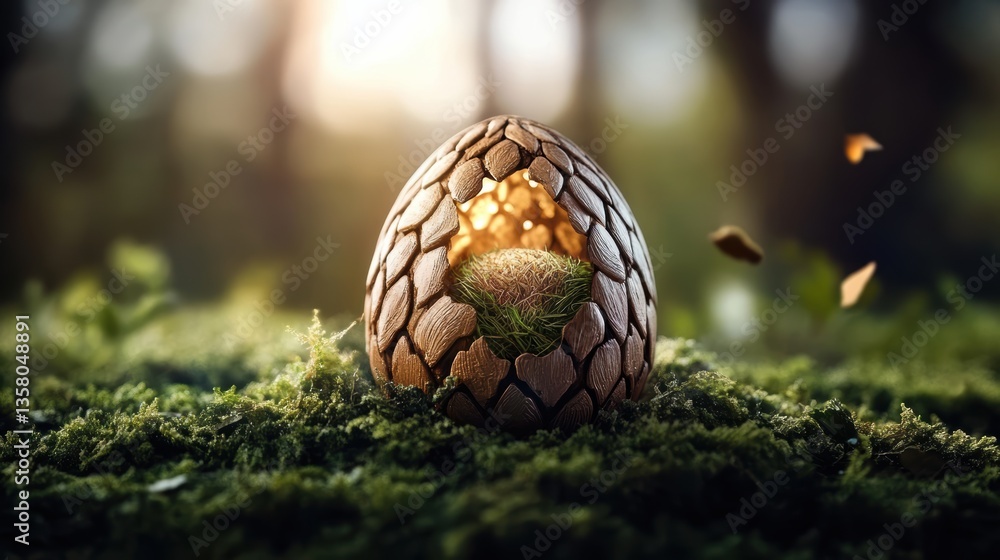 A decorative egg holds a delicate flower, symbolizing Easter's beauty and renewal. A decorative egg holds a delicate flower, symbolizing Easter's beauty and renewal.