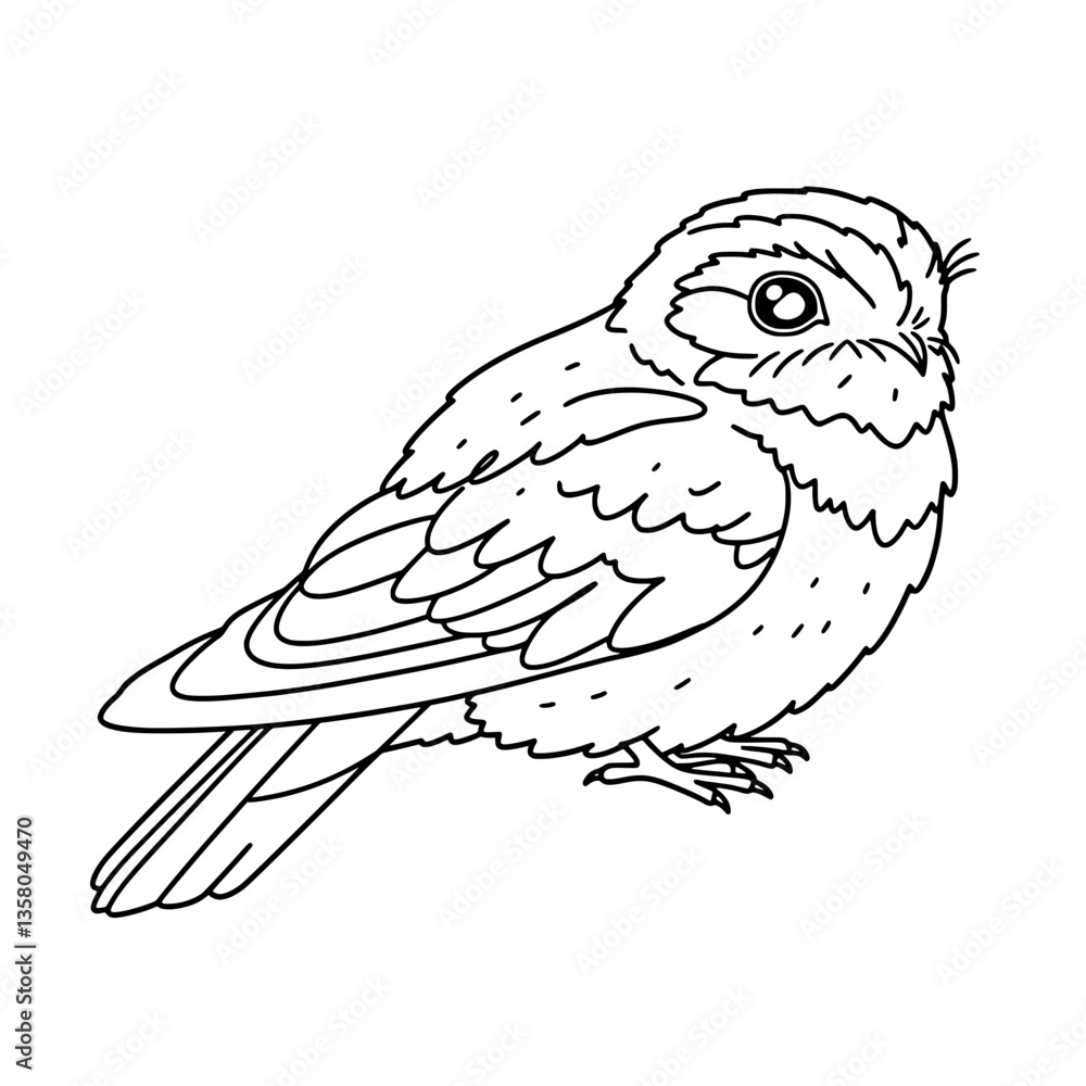 Fototapeta premium Tropical Hornbill Bird Line Art | Black and White Vector Coloring Design