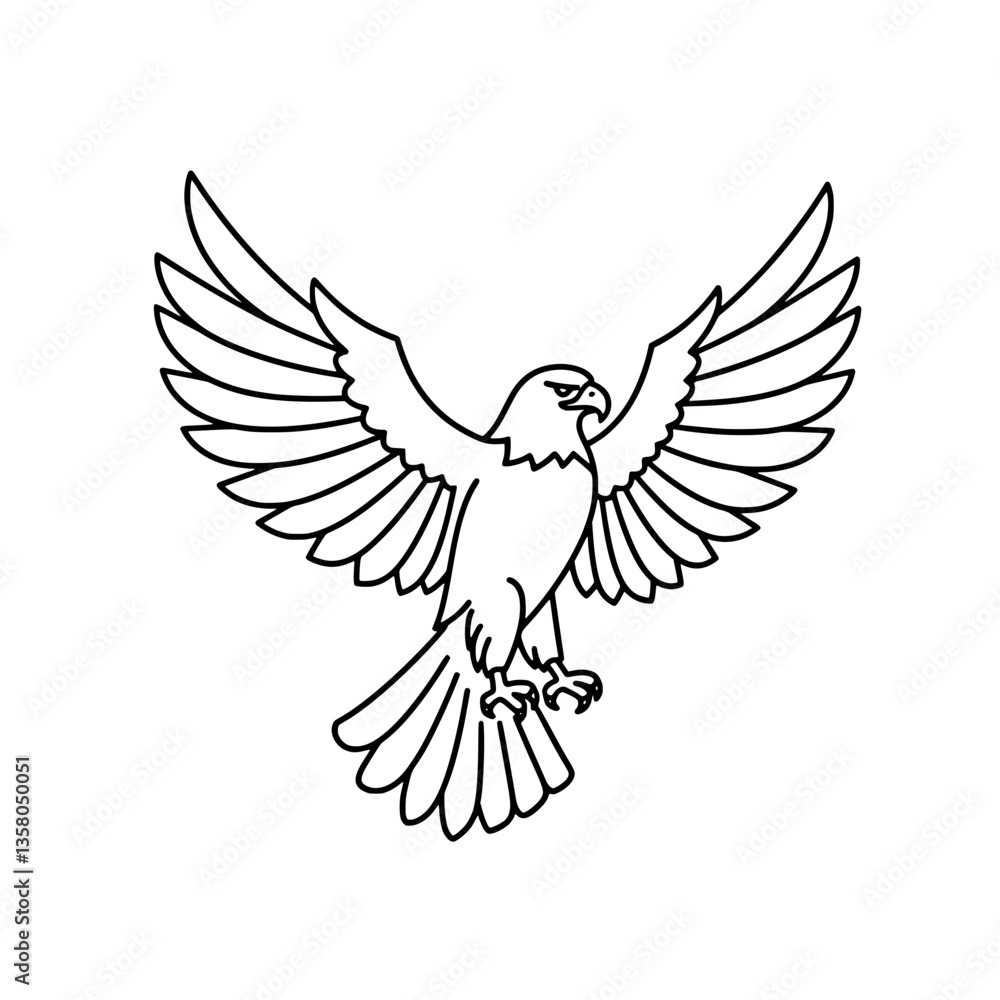 Fototapeta premium Majestic Eagle Line Art Vector | Black and White Coloring Page
