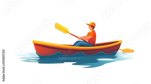 Rowing Boat Emoji: Cartoon Illustration of Person Enjoying Water Adventure