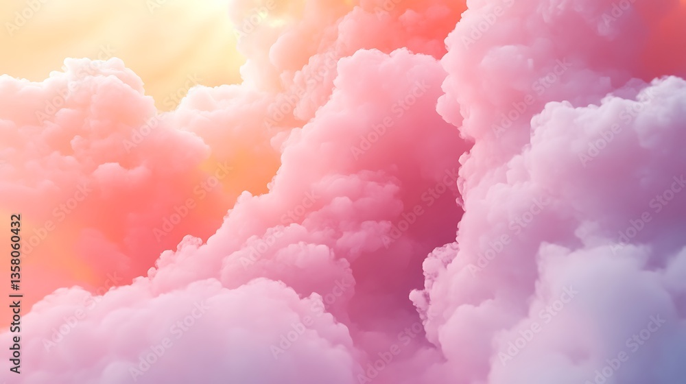 Airy, cloud-like forms with soft pink and peach hues, tranquil Airy, cloud-like forms with soft pink and peach hues, tranquil