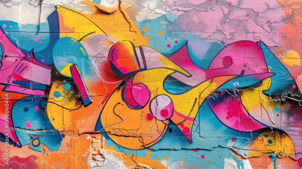 Abstract graffiti paintings vibrant colors texture on the concrete wall background Abstract graffiti paintings vibrant colors texture on the concrete wall background