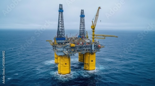 Offshore Oil Rig in the Vast Ocean