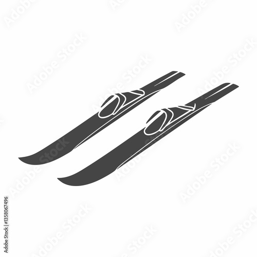 Water Ski Pair Icon Graphic Illustration, Vector Image