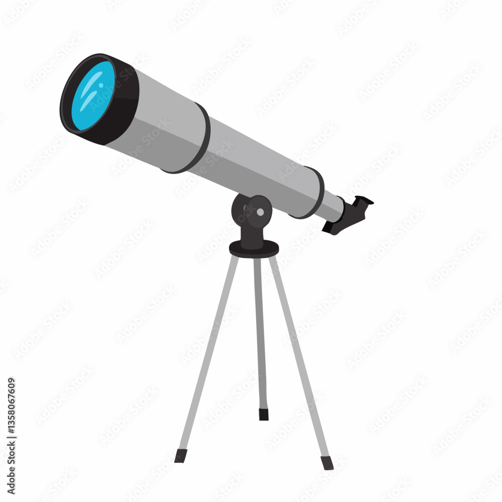 Tripod Mounted Refracting Telescope Illustration, Vector Image Tripod Mounted Refracting Telescope Illustration, Vector Image