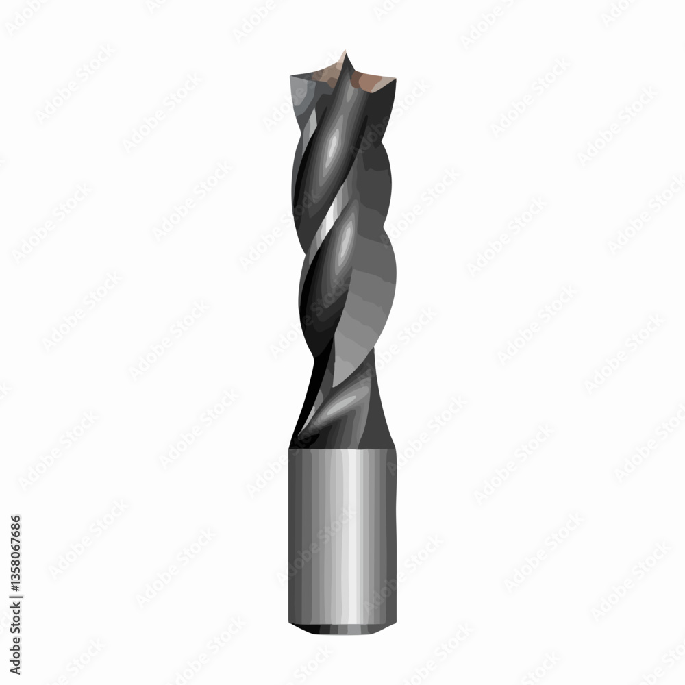 Star-shaped drill bit with cylindrical shank, Vector Image Star-shaped drill bit with cylindrical shank, Vector Image