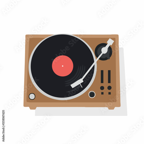 Turntable Vinyl Record Player Illustration, Vector Image