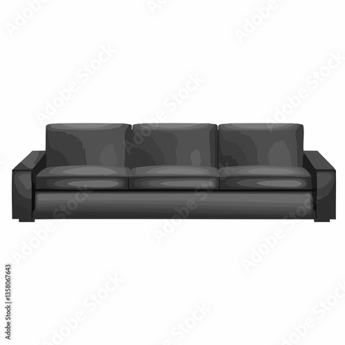 Three-seater modern sofa design illustration, Vector Image