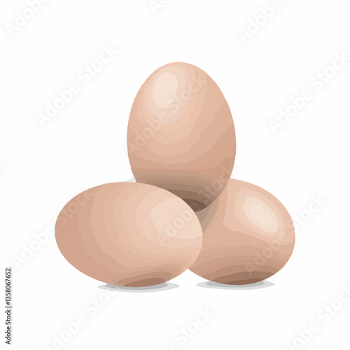 Three Eggs Stacked Illustration, Vector Image
