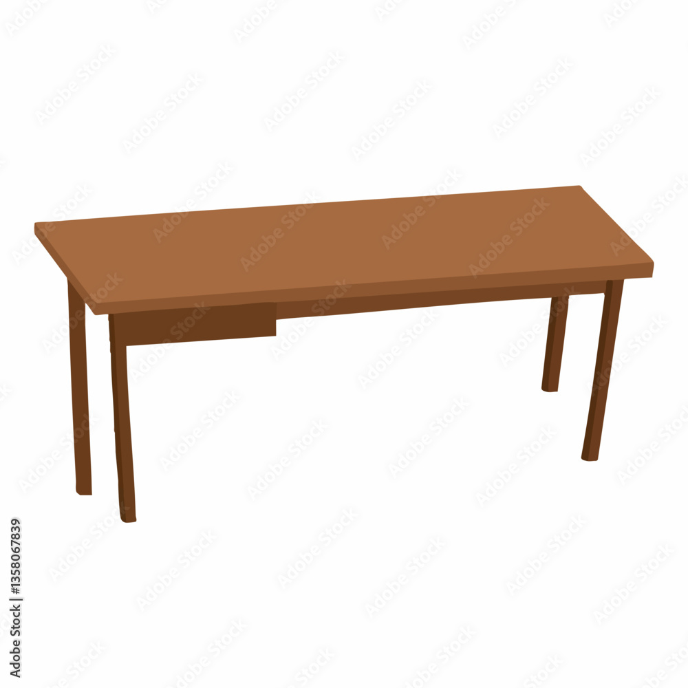 Simple Wooden Desk Isometric View, Vector Image Simple Wooden Desk Isometric View, Vector Image