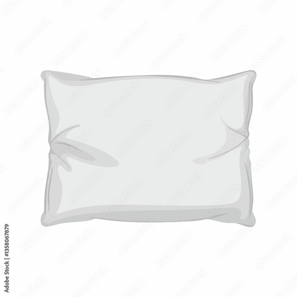 Simple Gray Pillow Top View Illustration, Vector Image Simple Gray Pillow Top View Illustration, Vector Image