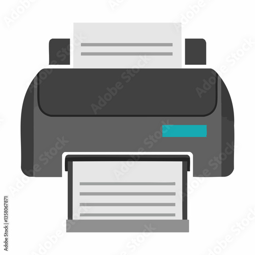 Simple Inkjet Printer Icon Illustration, Vector Image