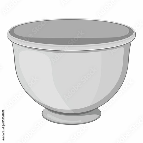 Simple Gray Mixing Bowl Illustration, Vector Image