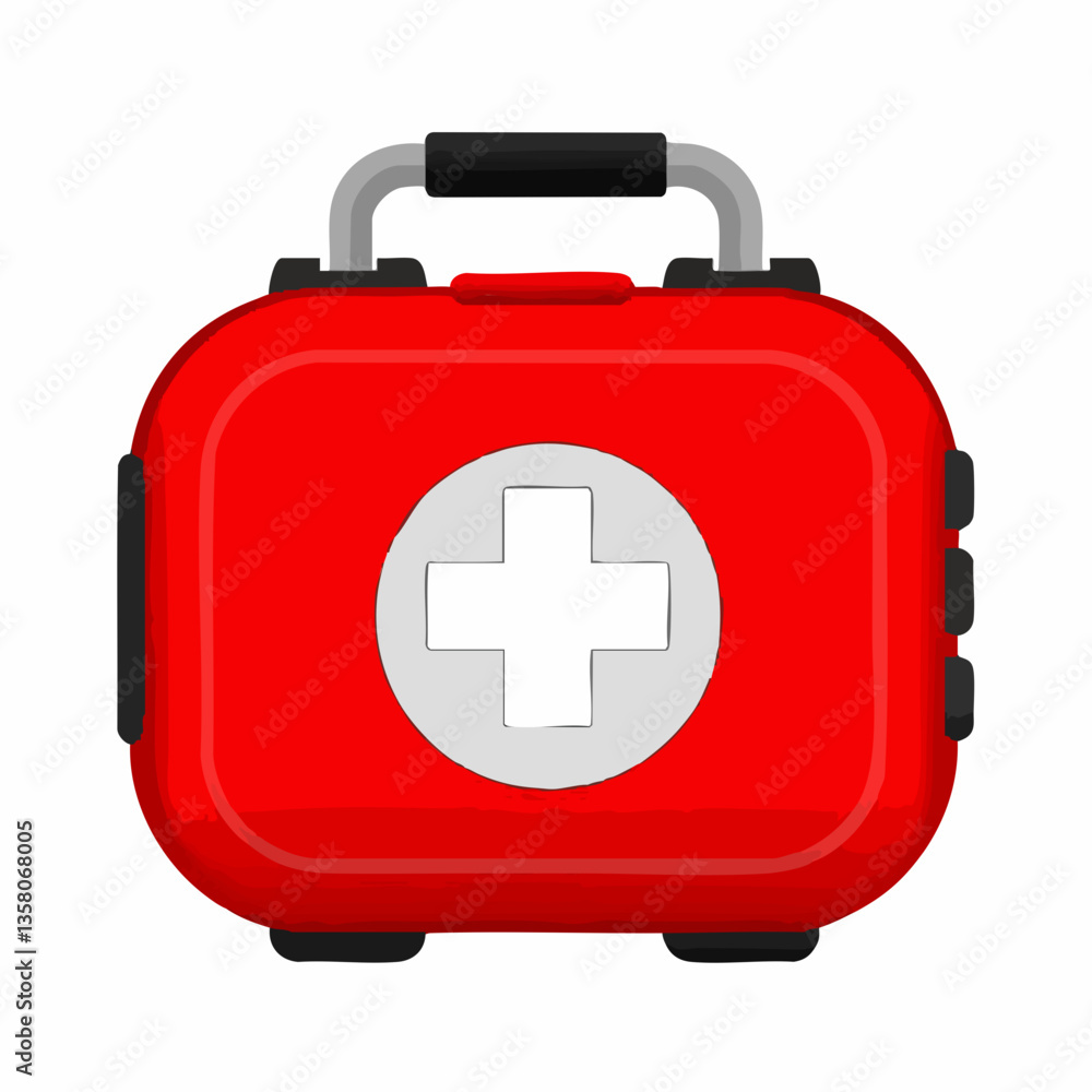 Red Medical Case with White Cross Symbol, Vector Image Red Medical Case with White Cross Symbol, Vector Image