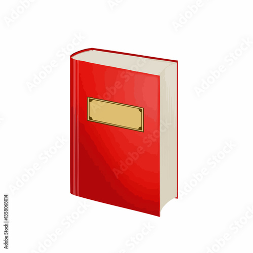 Red Book with Blank Label Illustration, Vector Image