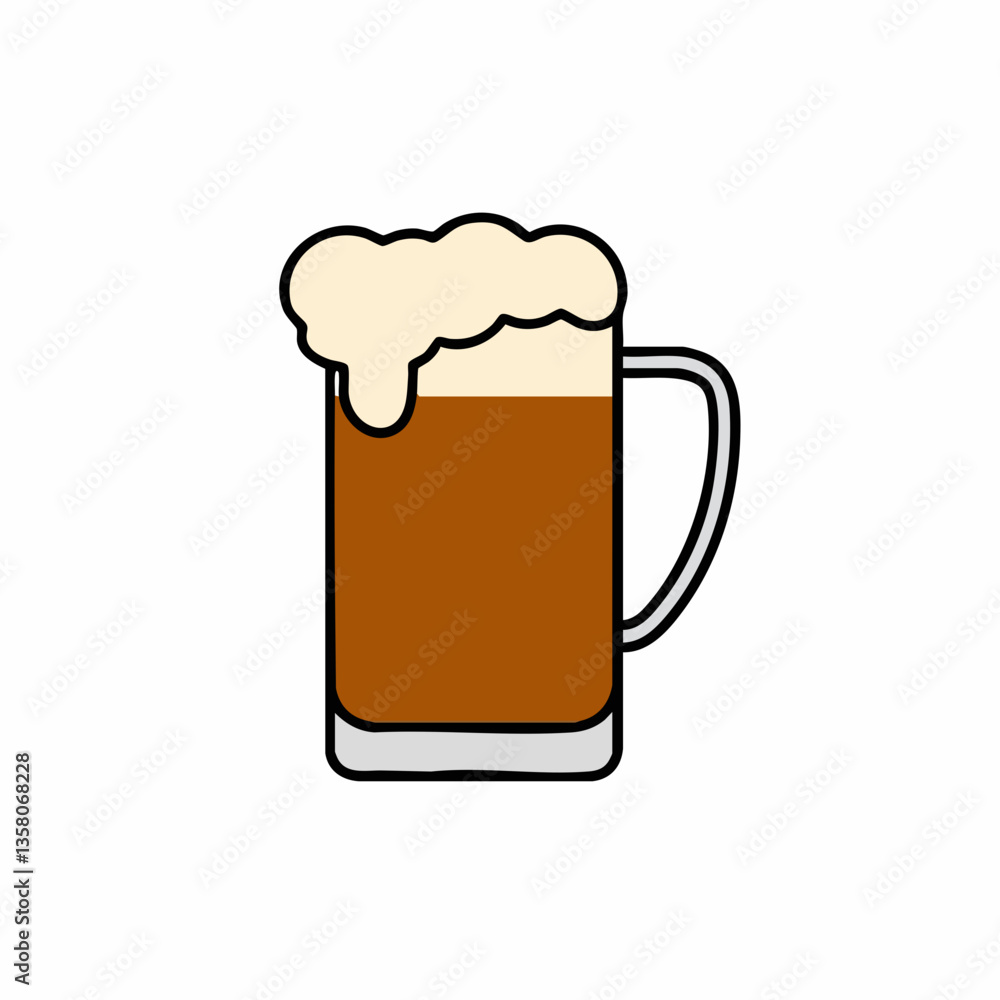 Mug of foamy beer illustration, Vector Image Mug of foamy beer illustration, Vector Image