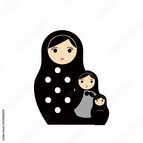 Nested Dolls Polka Dot Design, Vector Image
