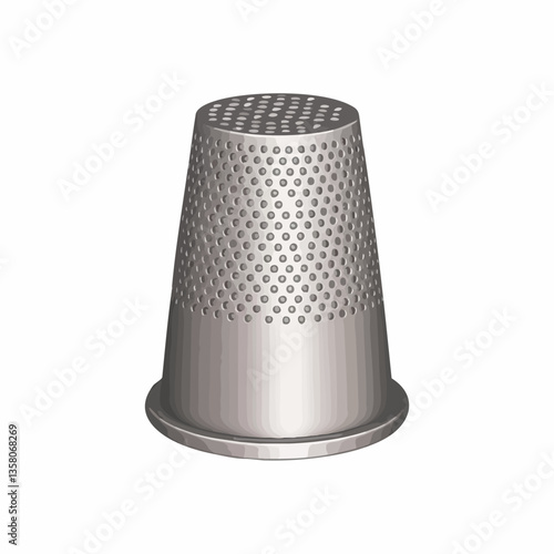 Metal Thimble with Perforated Top and Base, Vector Image