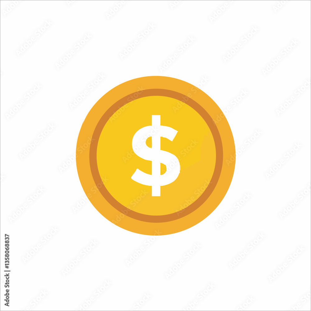 Dollar Coin Icon Vector Graphic, Vector Image Dollar Coin Icon Vector Graphic, Vector Image