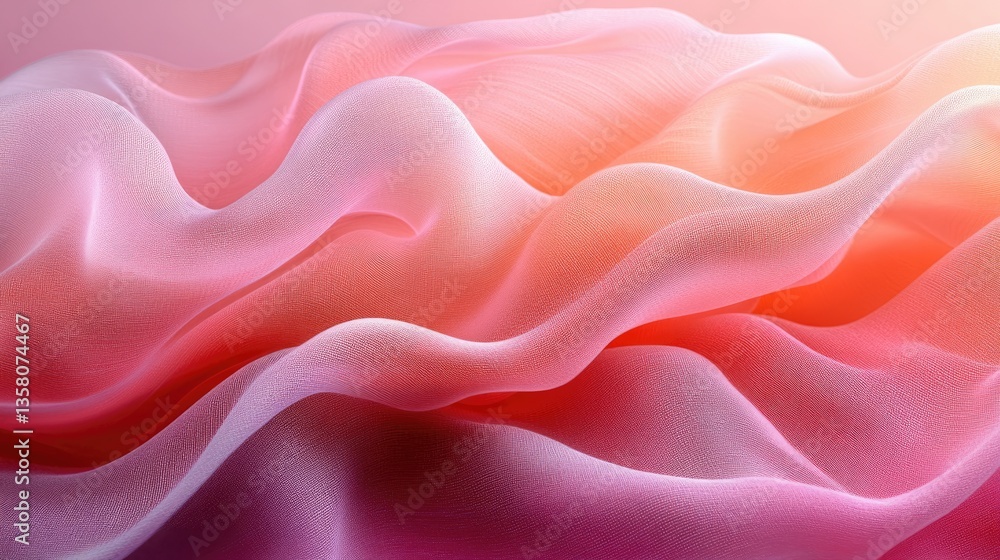 Fototapeta premium Soft, flowing fabric folds; gradient pink hues; studio shot; stock photography use