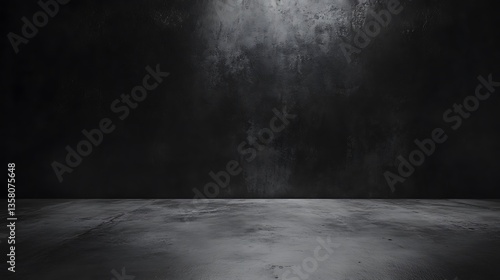 조명이 비추는 어두운 벽과 바닥의 질감 배경, AI 생성