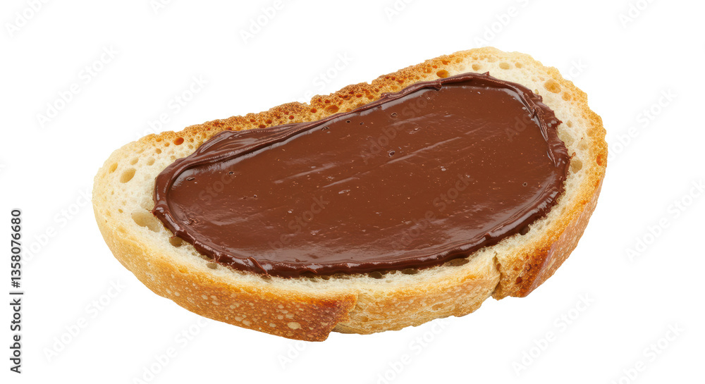 A slice of fresh bread features a generous spread of rich chocolate, perfect for breakfast or dessert. Isolated on transparent background. PNG A slice of fresh bread features a generous spread of rich chocolate, perfect for breakfast or dessert. Isolated on transparent background. PNG