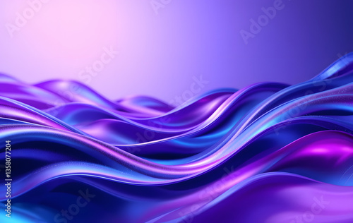 3d render abstract background. Wavy metallic texture banner, Ultraviolet wallpaper, fluid ripples. Abstract background with waves. Abstract fluorescent background. Futuristic design. 