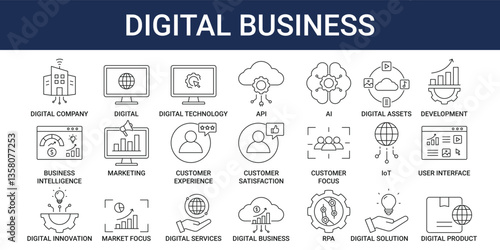 Digital Business Icon Set Collection