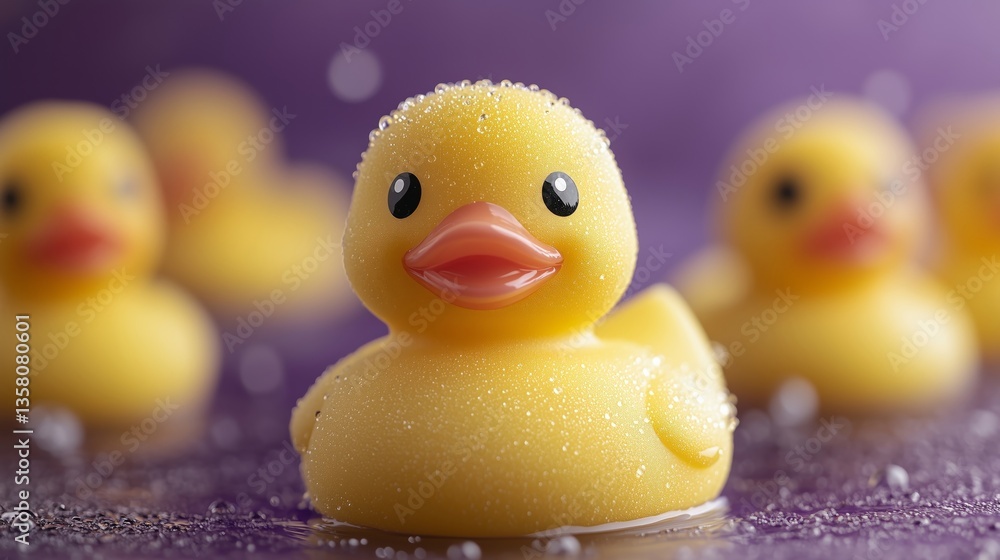 Cute Rubber Duck Toy in Water with Bubbles Cute Rubber Duck Toy in Water with Bubbles