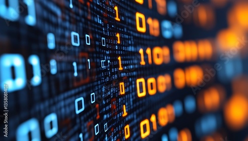 Abstract depiction of digital data consisting of binary code numbers