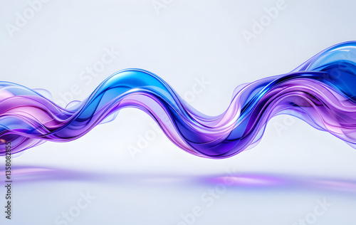 3d render of colorful glass ribbon in white background, soft blue and purple gradient, pastel color palette, modern design, minimalist style, elegant curves, abstract shapes, futuristic elements