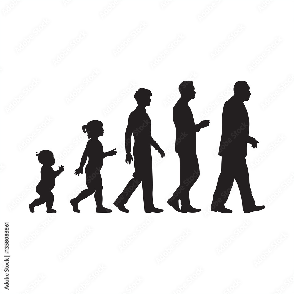 Obraz premium Human in different ages silhouette 